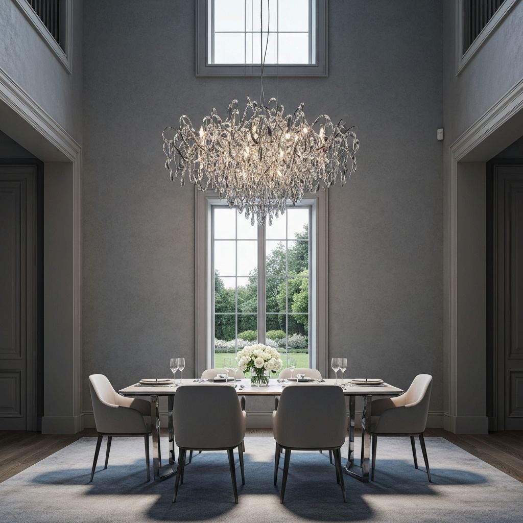 Dining Area with Statement Chandelier