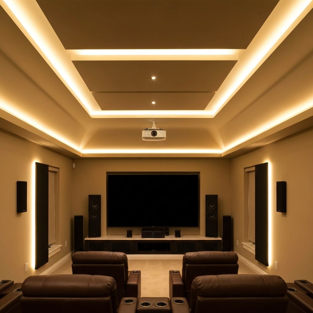 Home Theater with Recessed Lighting