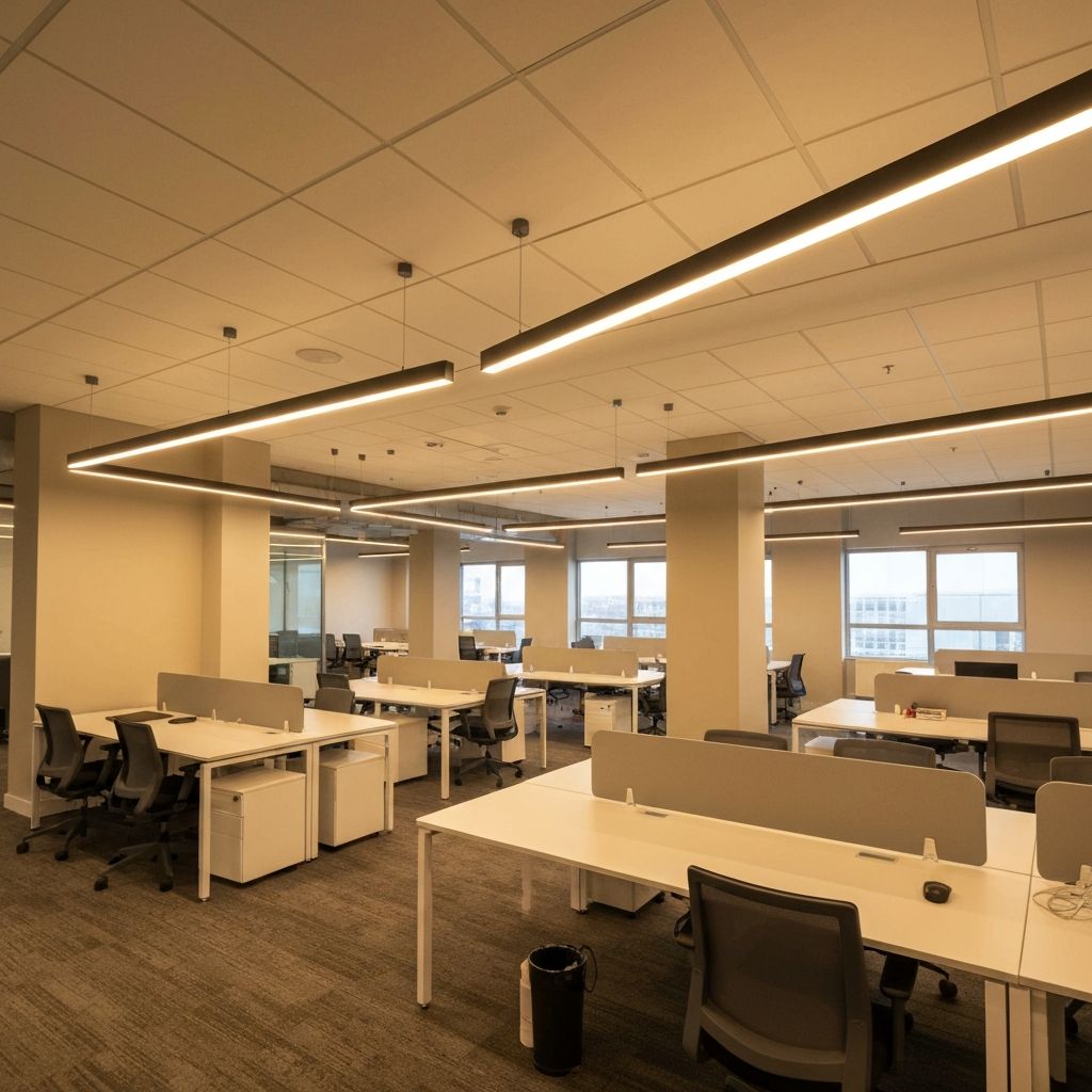 Suspended Linear Lights in Office